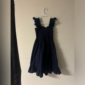 NWT Quince Navy Blue Smocked Ruffle Strap Midi Dress Size M | Cottagecore